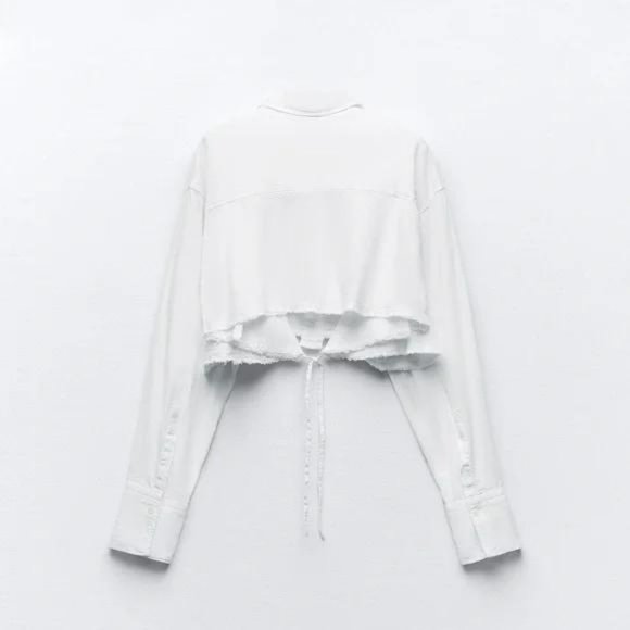 ZARA FRAYED LINEN BLEND SHIRT - Picture 6 of 6